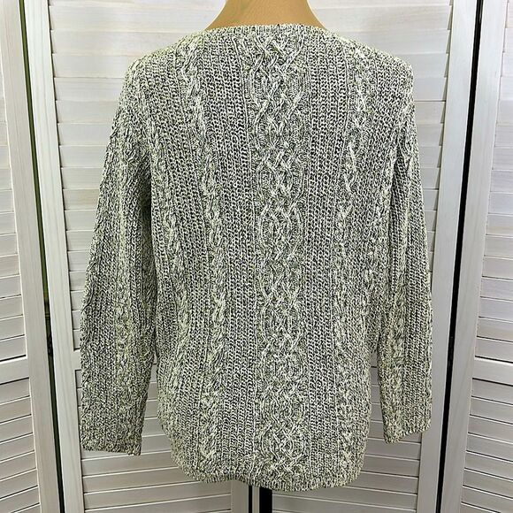 J Jill Sweater Size Small Y2K Cable Knit Gray & Green - Picture 6 of 10